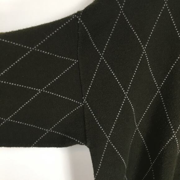 Vintage Army Green Sweater Diamond Print Large - Picture 8 of 10